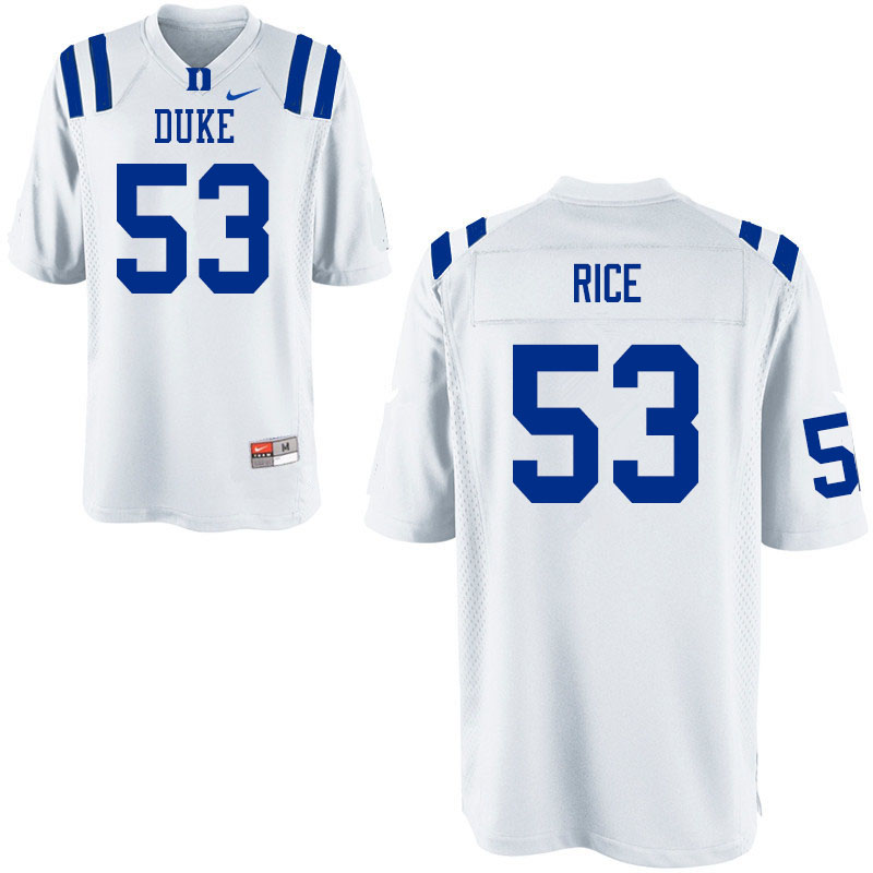 Men #53 Tahj Rice Duke Blue Devils College Football Jerseys Sale-White - Click Image to Close